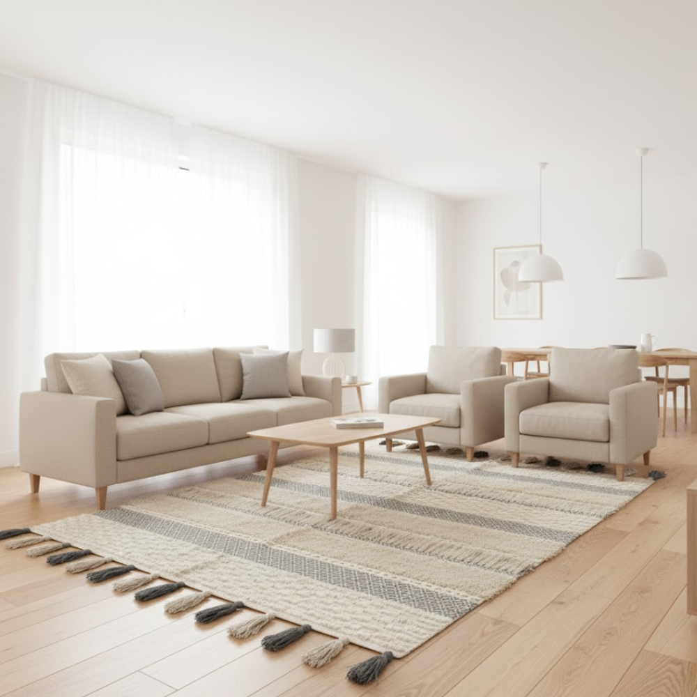 Hand Tufted Smokey Rug – Soft Cotton Texture