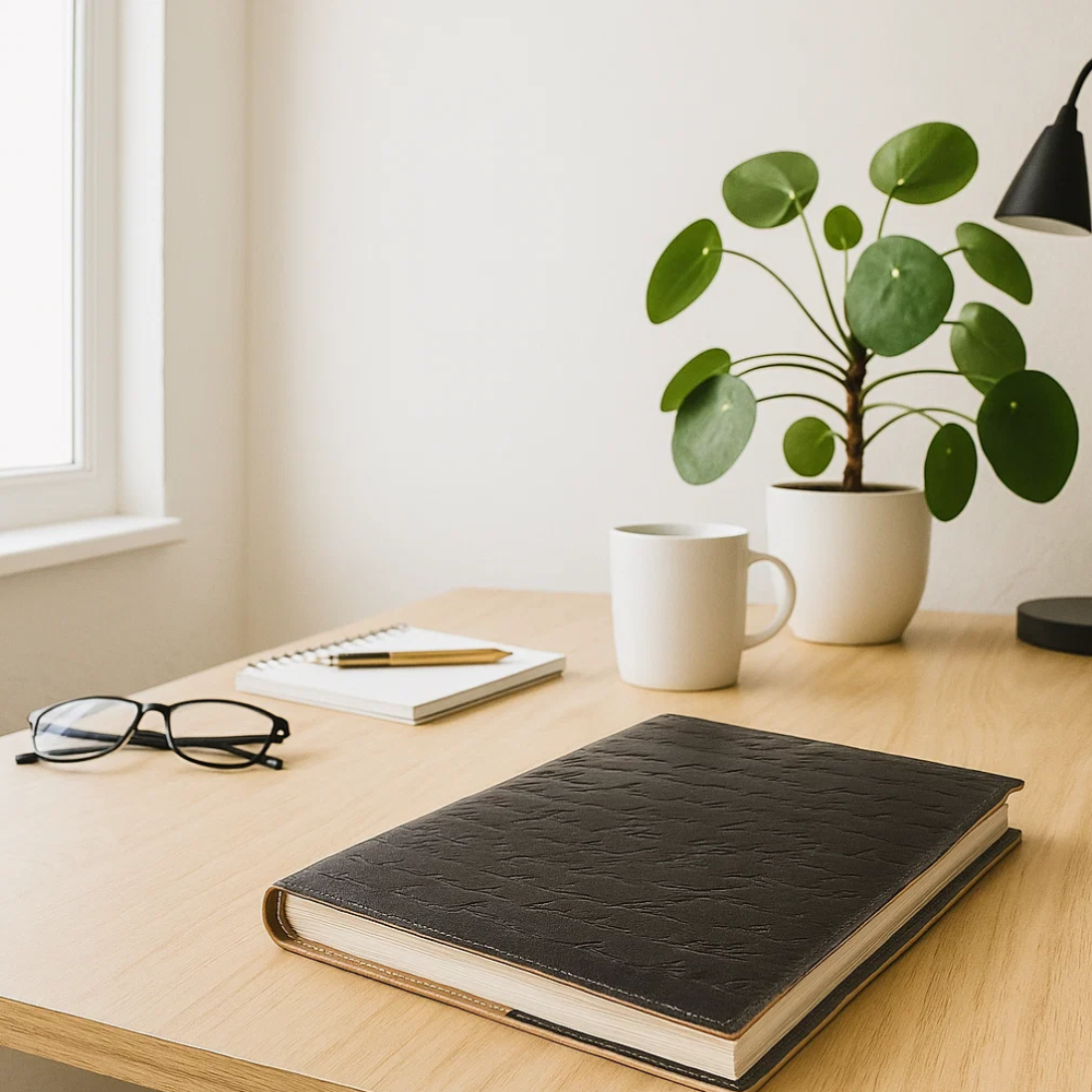 Embossed Typographic Leather Diary – Handmade Buffalo Leather Journal with Recycled Paper