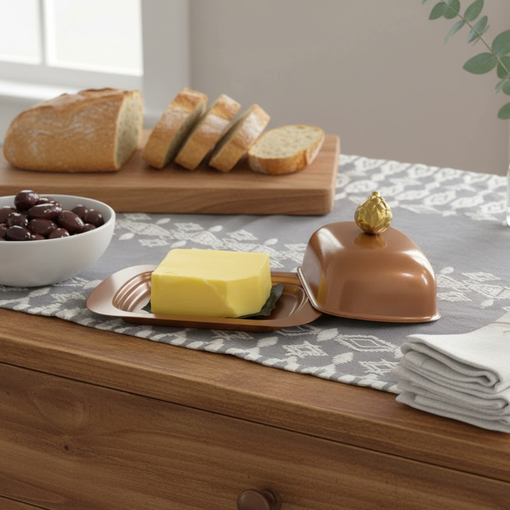 Powder-Coated Steel Classic Butter Dish with Lid