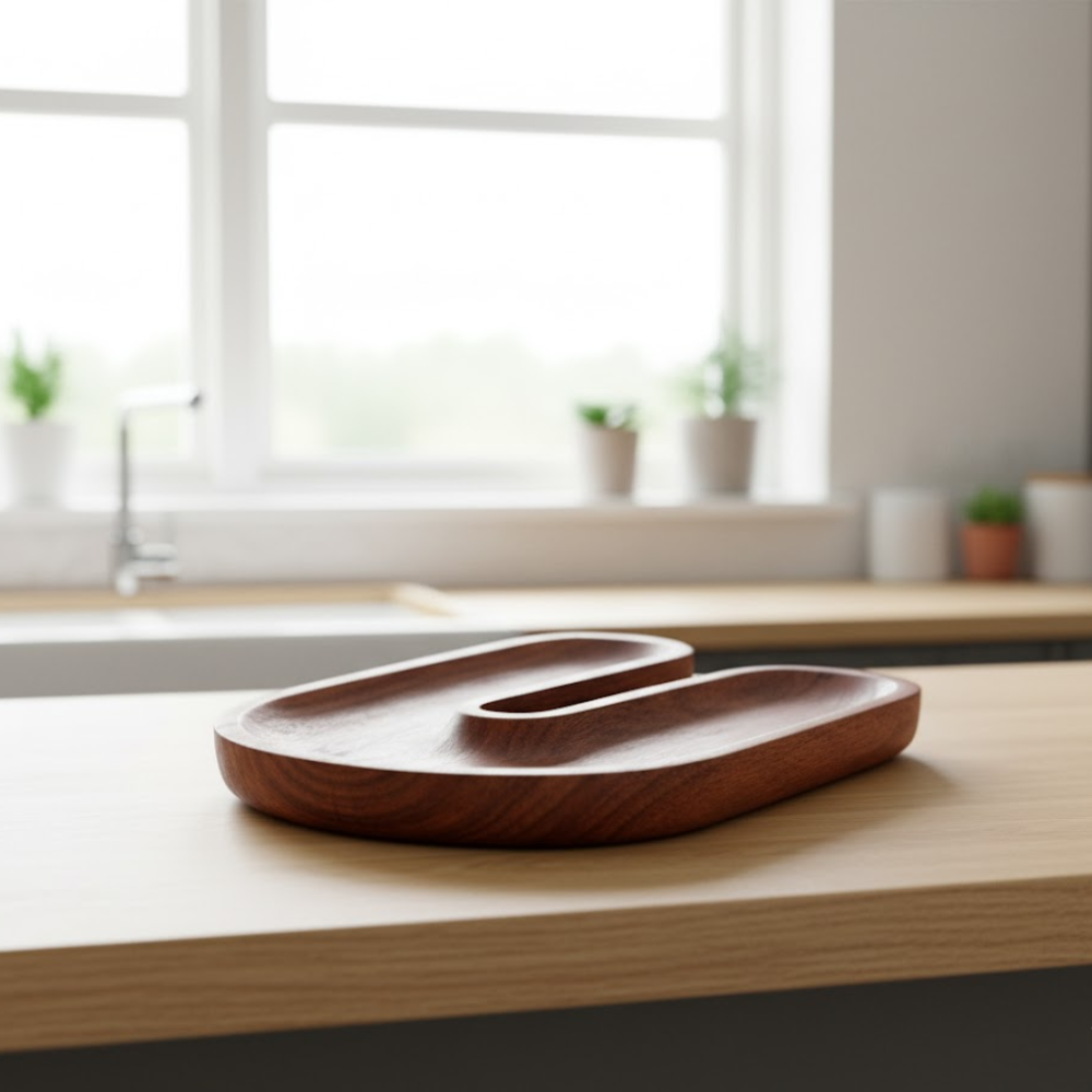 Hand Carved Magnet-Shaped Wooden Serving Platter