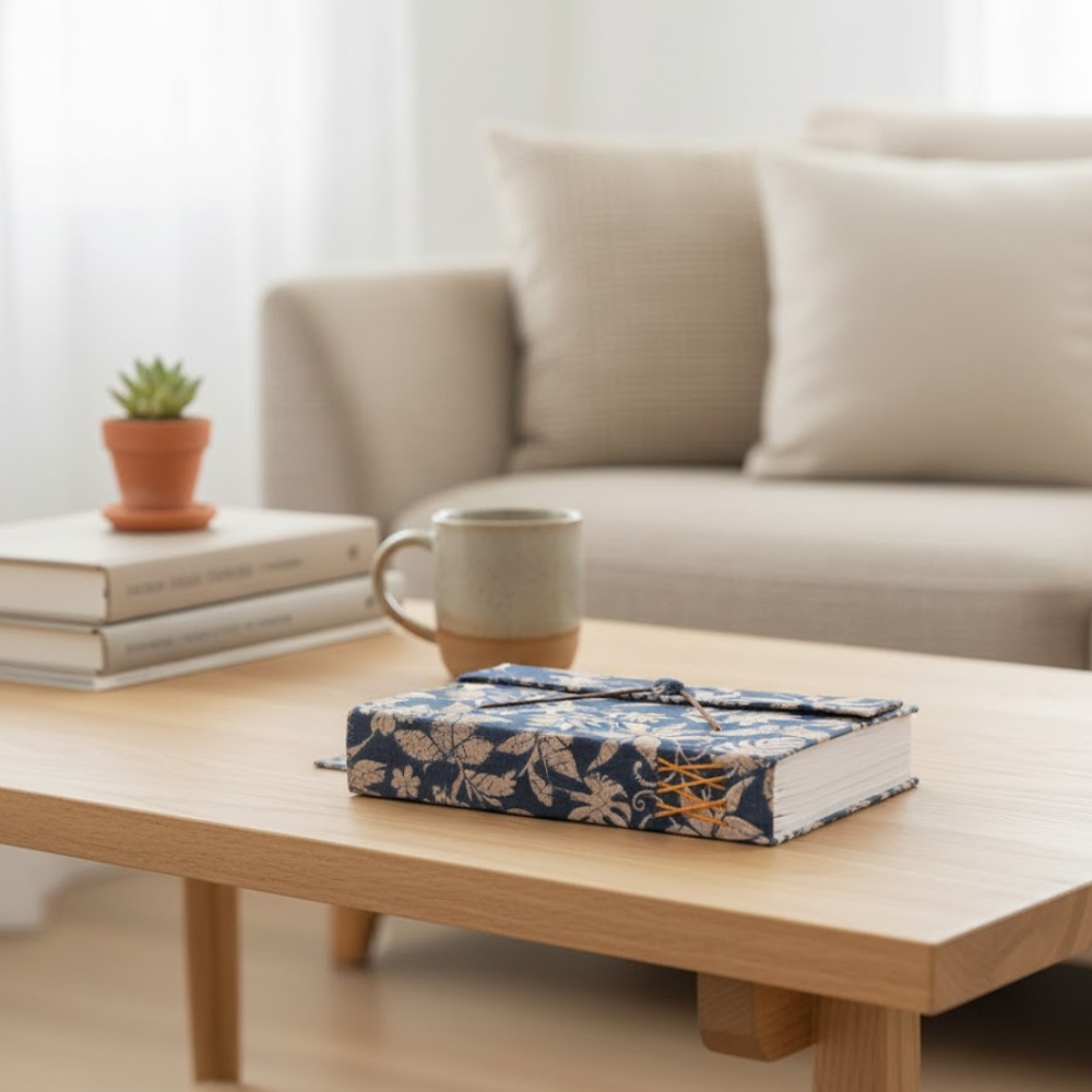 Vintage Recycled Fabric & Paper Journal – Handmade Journal Paper Notebook with Upcycled Fabric Cover