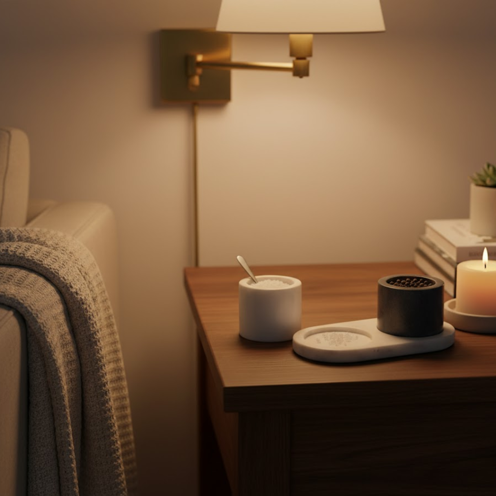 Turned Contrast Marble Condiment Set