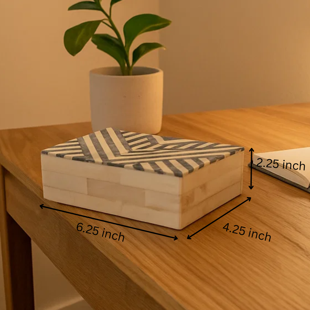Art Deco Natural Bone & MDF – Trinket Box