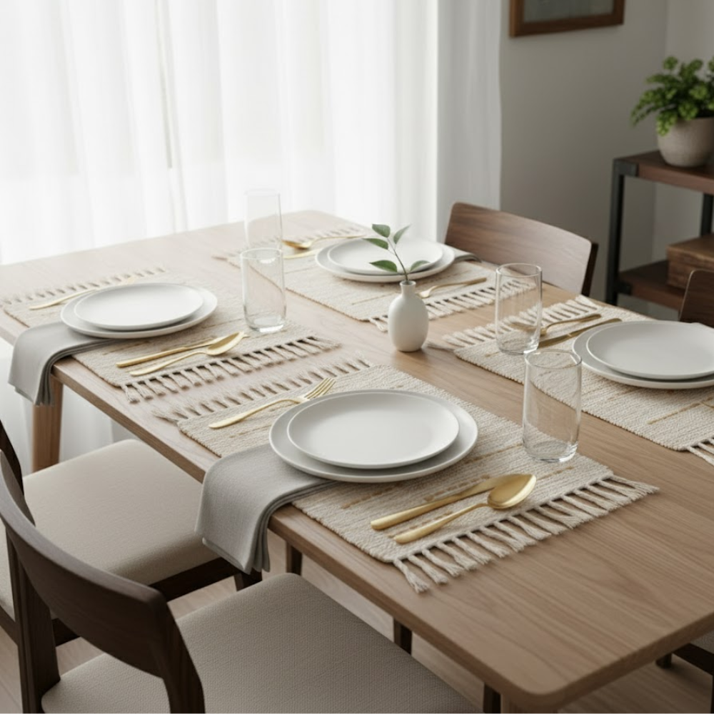 Handwoven Cotton Neutral Bisque Placemats (Set of 4)