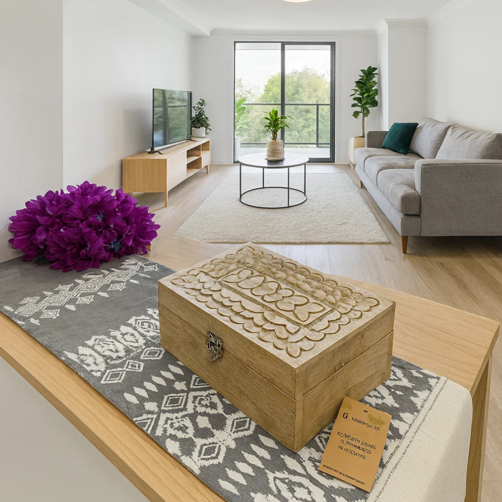 Hand Carved Wooden Keepsake Box – Eco-Friendly