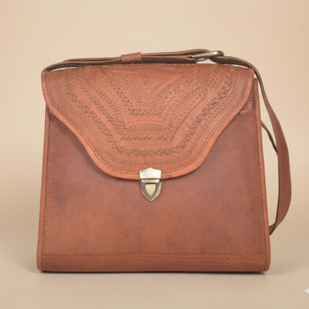 Punch Work Kutch Leather Sling Bag – Genuine Leather