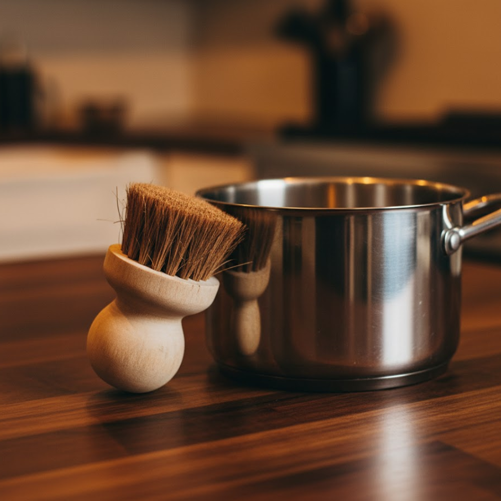 Handmade Coconut Fiber Pan Pot Brush – Eco-Friendly Natural Kitchen Scrubber for Pots & Pans