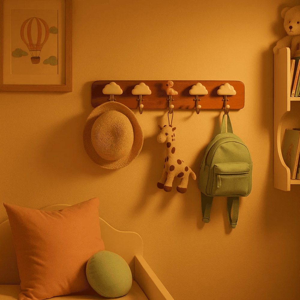 Clouds &amp; Flamingo Wooden Wall Hooks