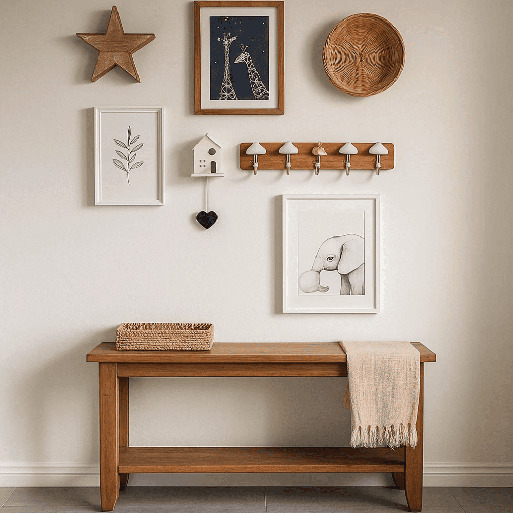 Clouds &amp; Flamingo Wooden Wall Hooks