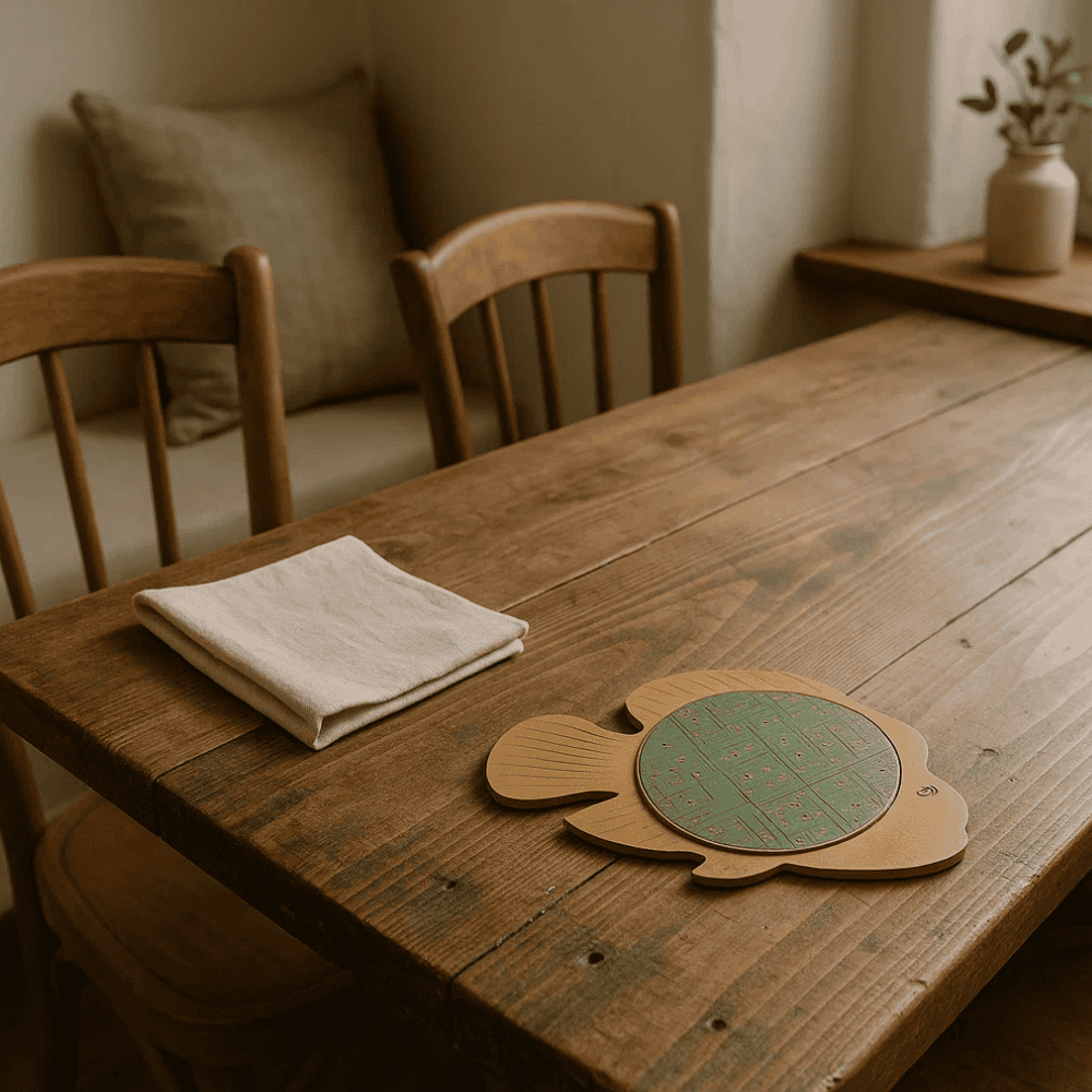 Fish-Shaped Recycled Circuit Board Coaster
