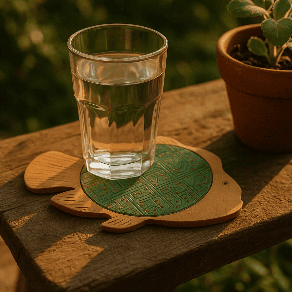 Fish-Shaped Recycled Circuit Board Coaster