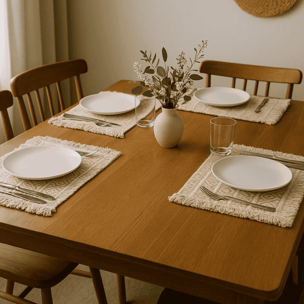 Diamond Placemats | Handwoven Cotton Panel Set of 4 Dining