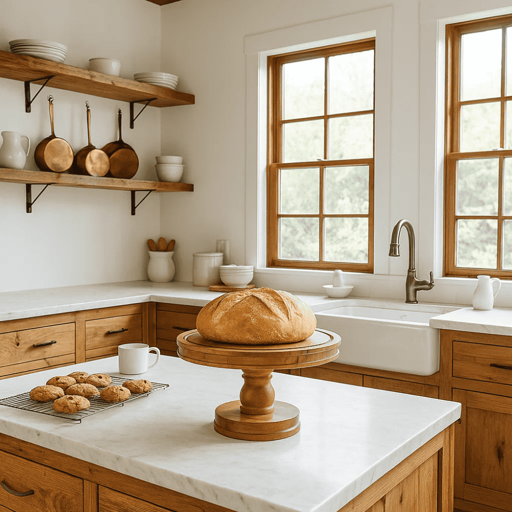 Farmhouse Raw Acacia Wood Cake Stand