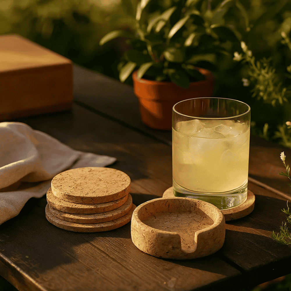 Classic Round Cork Coasters with Box