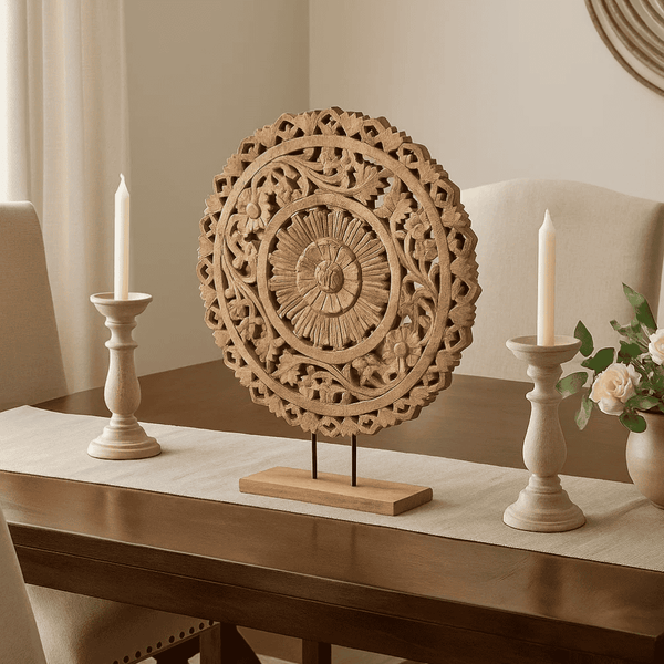 Burnt Wood Decor | Handcrafted Light Tabletop Rustic Accent