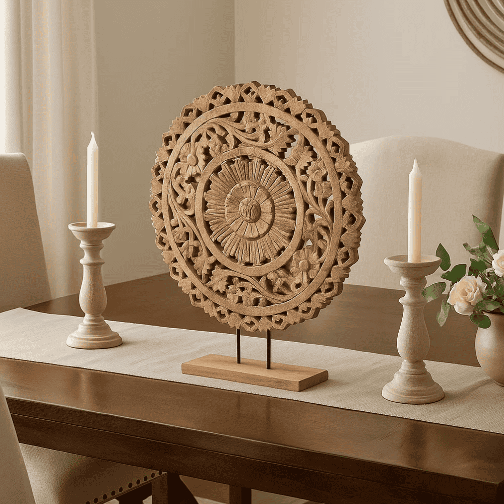 Handcrafted Light Burnt Wood Tabletop Decor