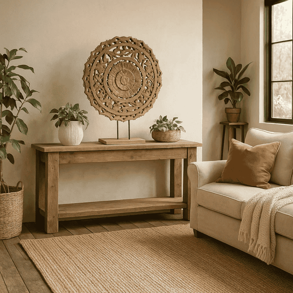 Burnt Wood Decor | Handcrafted Light Tabletop Rustic Accent