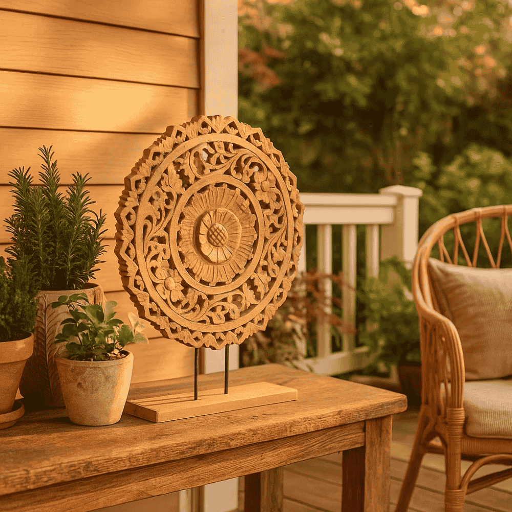 Handcrafted Light Burnt Wood Tabletop Decor