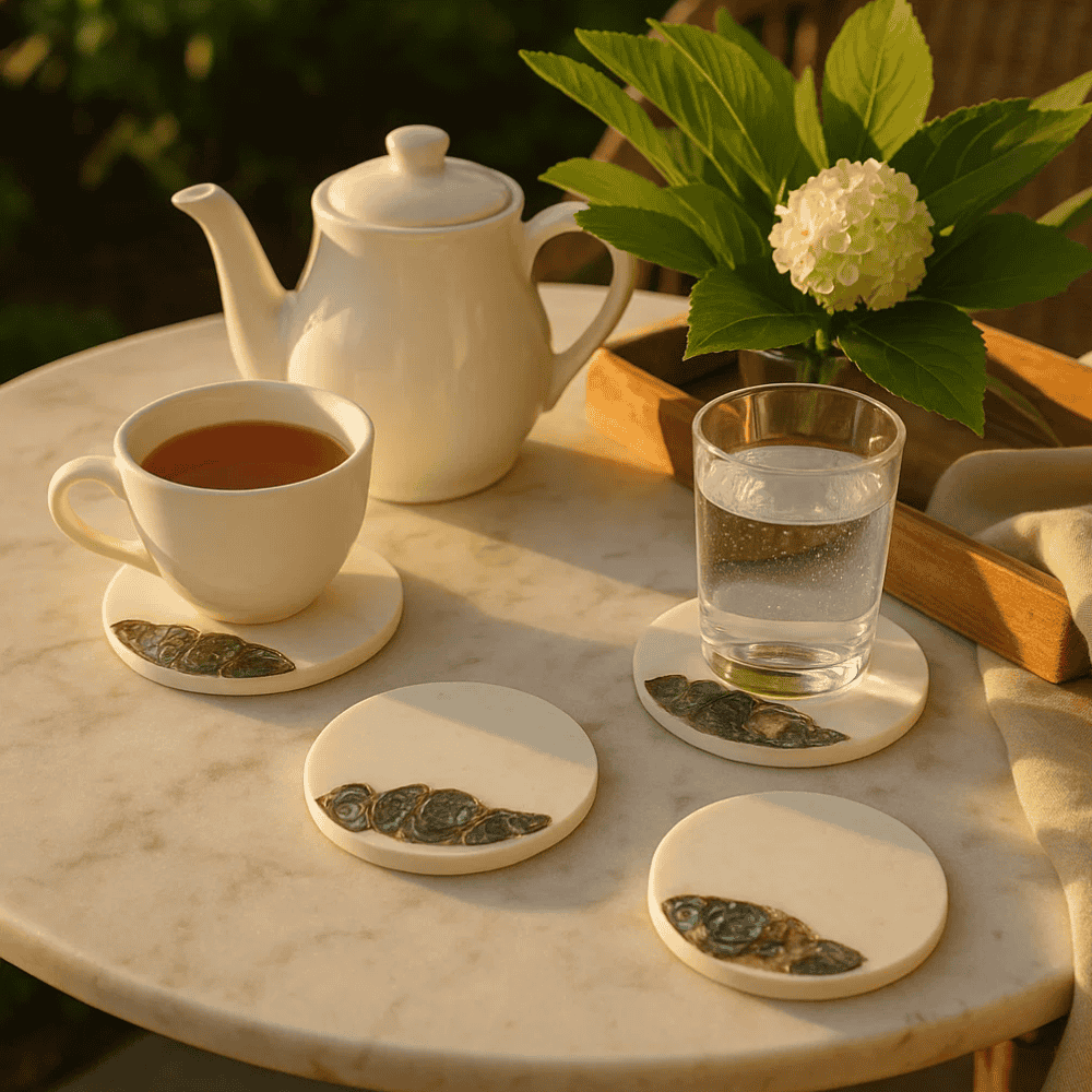 Abalone Shell Inlaid Marble Coasters