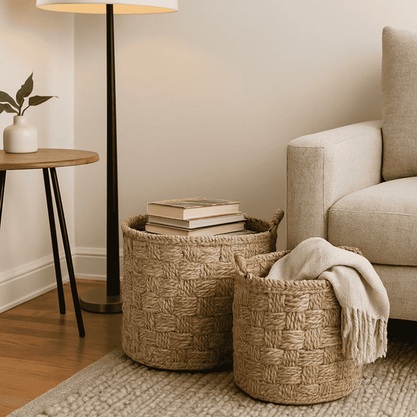Nesting Baskets | Jute and Iron Set of 2 | Gleemium