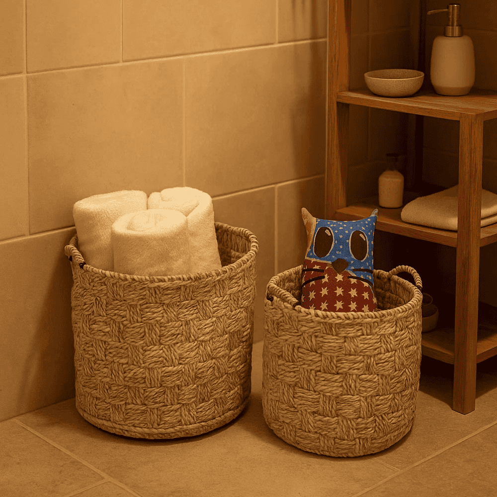 Handwoven Jute &amp; Iron Nesting Baskets