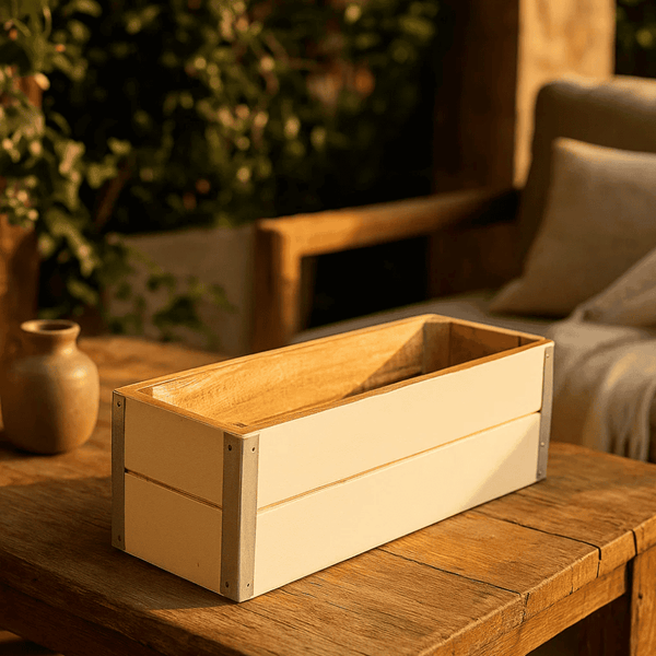 White Mango Wood Storage Box | Rustic Charm | Gleemium