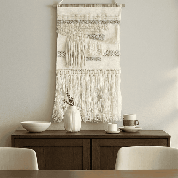 Woolen Fringe Wall Hanging | Handwoven Textured Decor | Gleemium