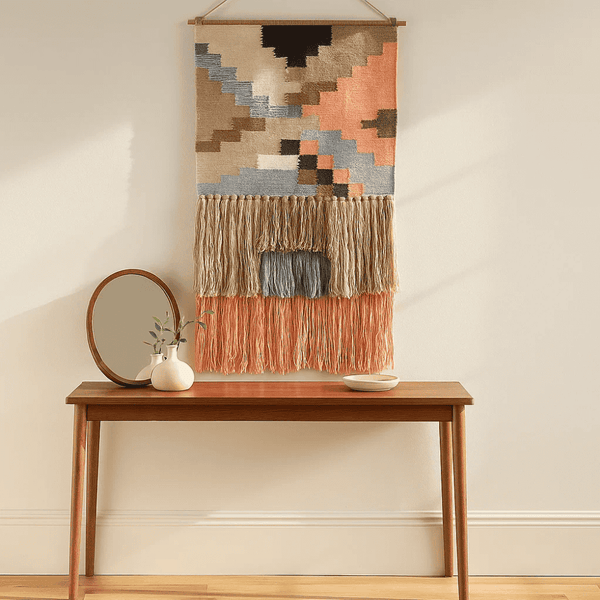 Colour Block Wool Wall Hanging | Handwoven Tetris Boho Decor