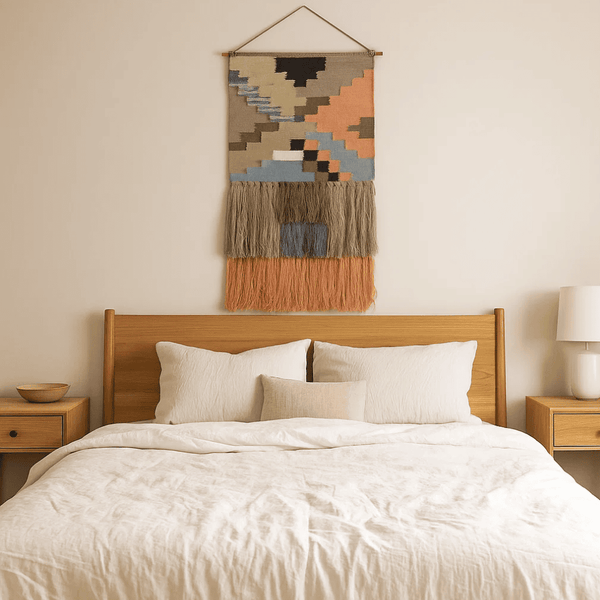 Colour Block Wool Wall Hanging | Handwoven Tetris Boho Decor