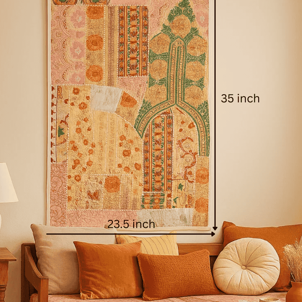 Boho Upcycled Fabric Woolen Wall Hanging