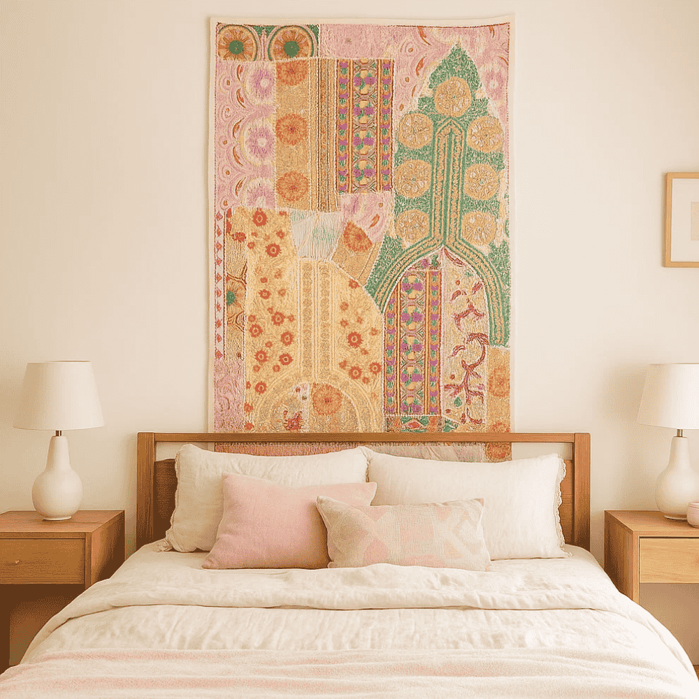 Boho Upcycled Fabric Woolen Wall Hanging