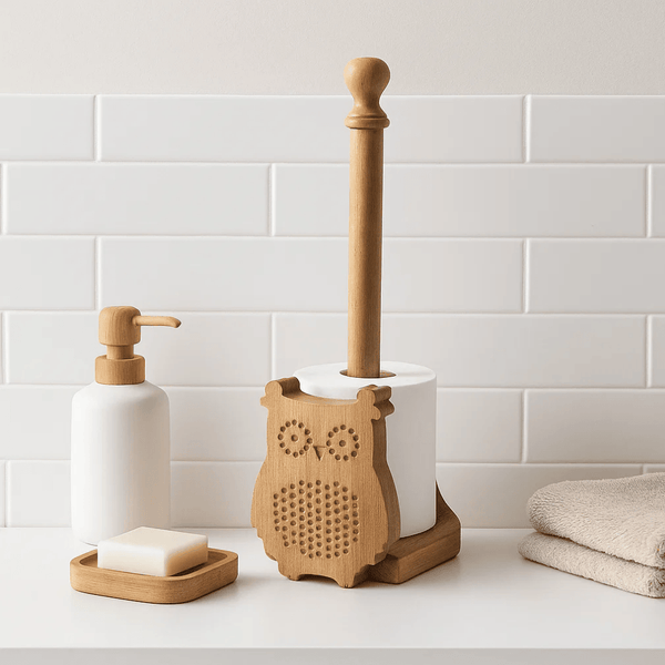 Owl Tissue Holder | Hand-Carved Wooden Whimsical Decor