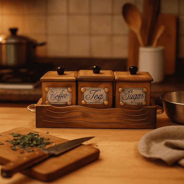 Mango Wood Storage Jars | Hand Carved Rustic | Gleemium
