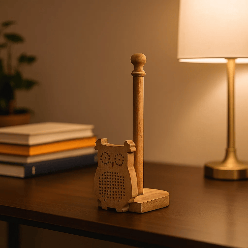 Handmade Wooden Owl Tissue Holder