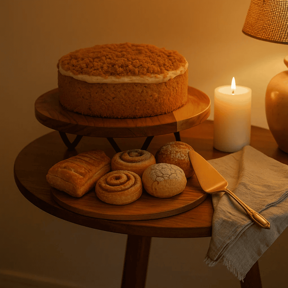 Handcrafted Acacia Wood Cake Stand