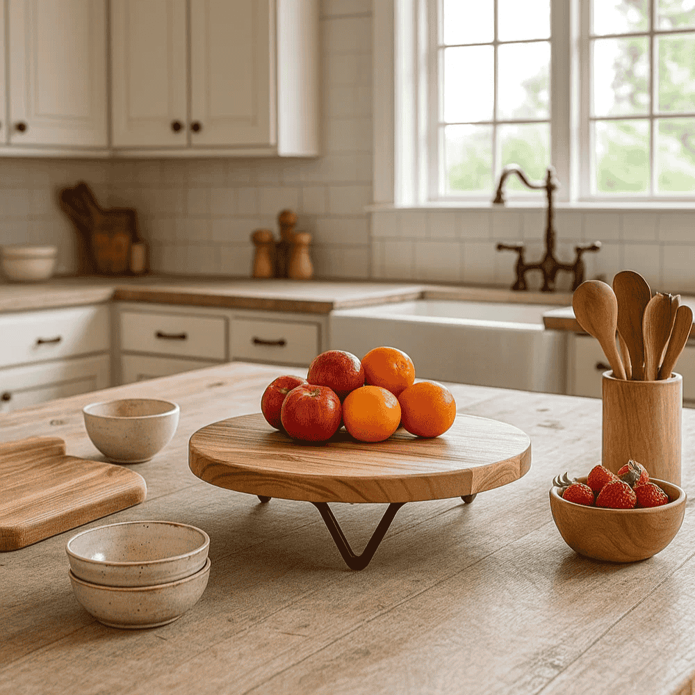 Handcrafted Acacia Wood Cake Stand