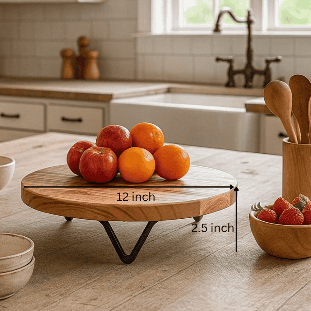 Handcrafted Acacia Wood Cake Stand