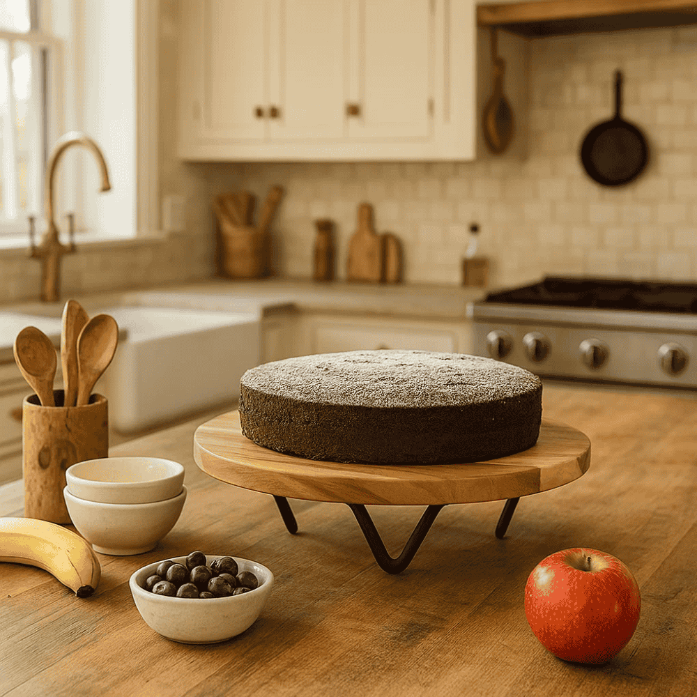 Handcrafted Acacia Wood Cake Stand