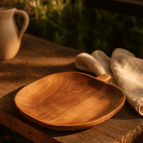 Apple Shaped Tray | Hand Cut Mango Wood Rustic Serveware