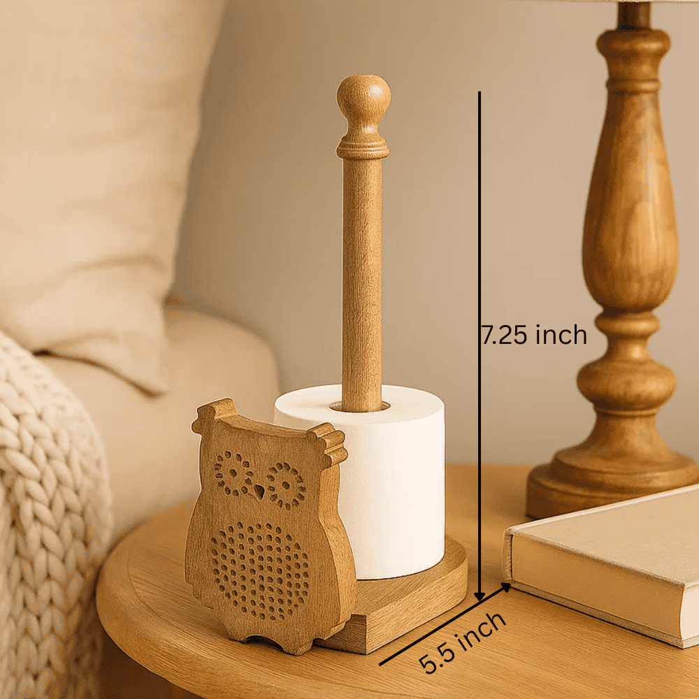 Handmade Wooden Owl Tissue Holder