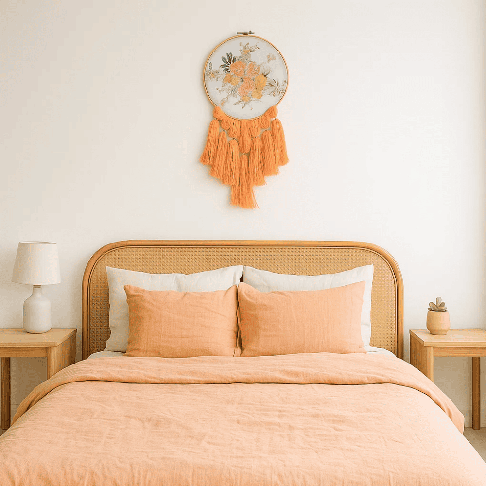 Boho Rose Embroidery Wall Hanging