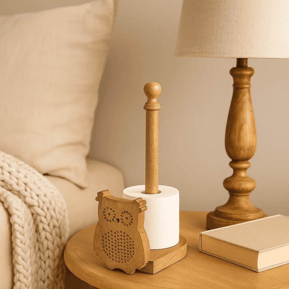 Handmade Wooden Owl Tissue Holder