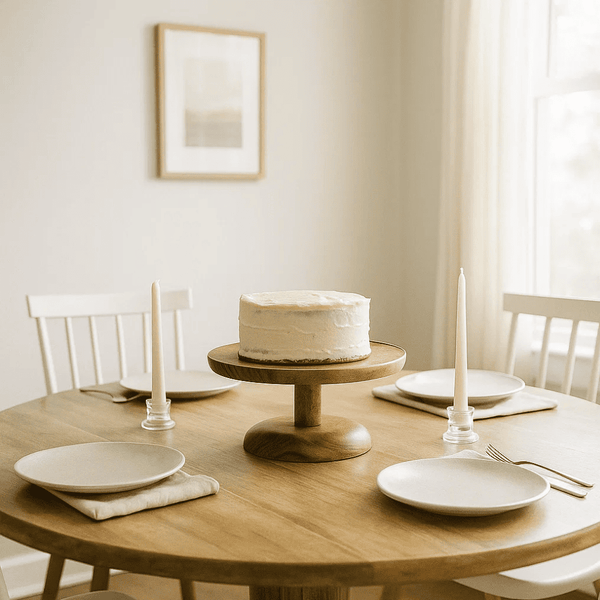 Classic Mango Wood Cake Stand – Hand Cut Rustic Elegance