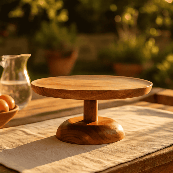 Classic Mango Wood Cake Stand – Hand Cut Rustic Elegance