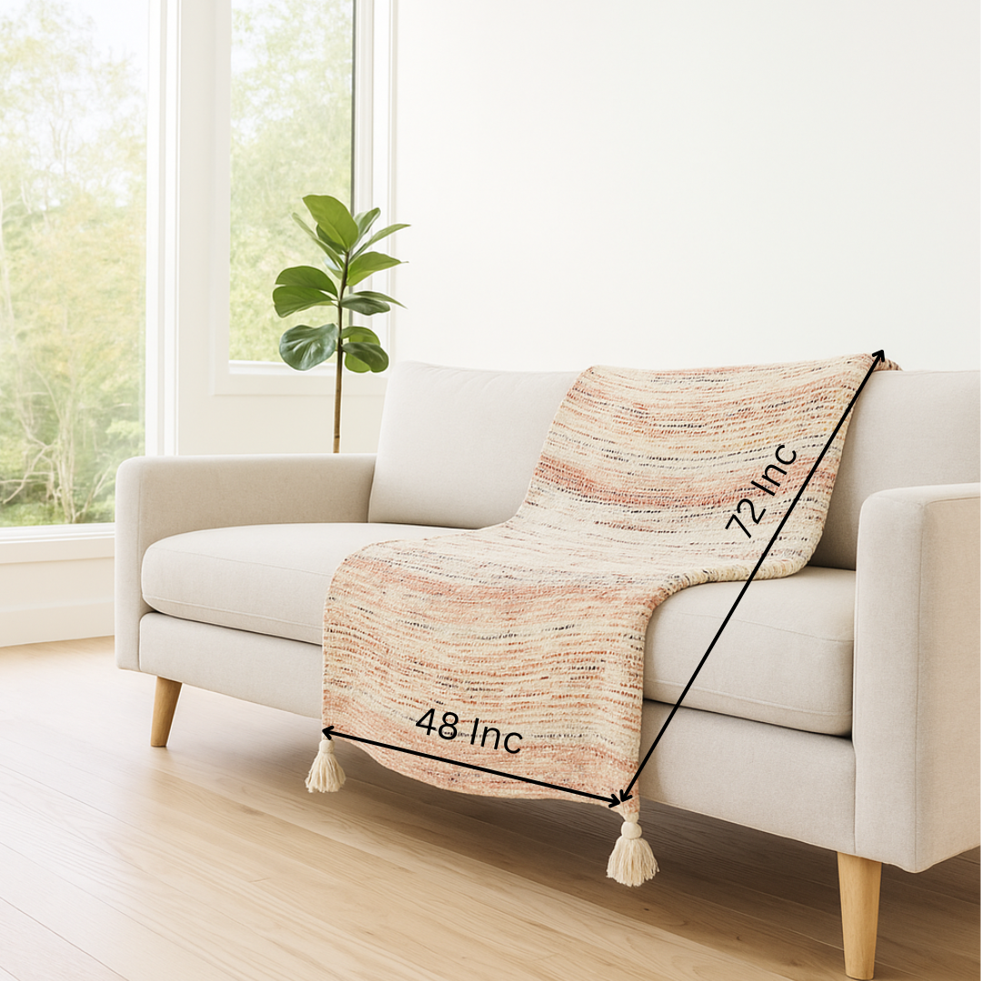 Gleemium Tufted and Handwoven Cozy Throw -Measurement Image