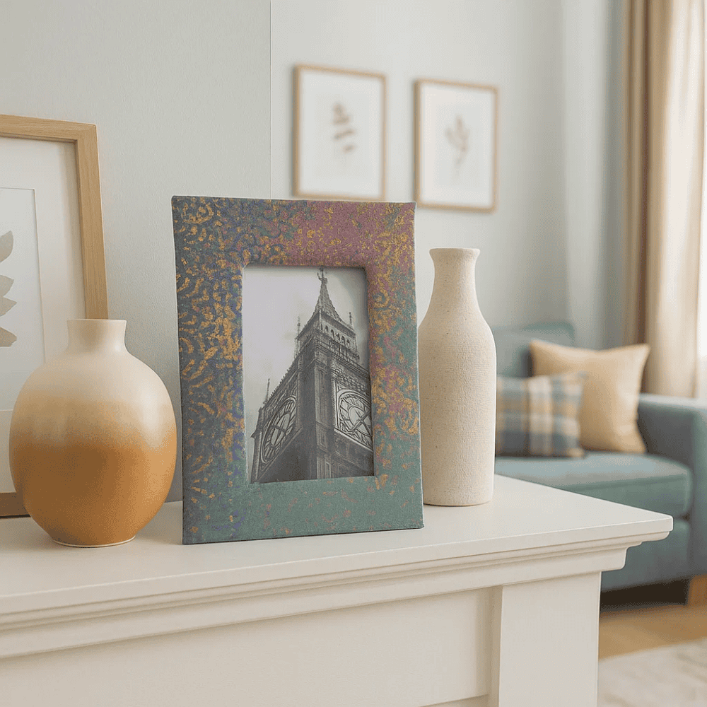 Upcycled Splashy Fabric Photo Frame
