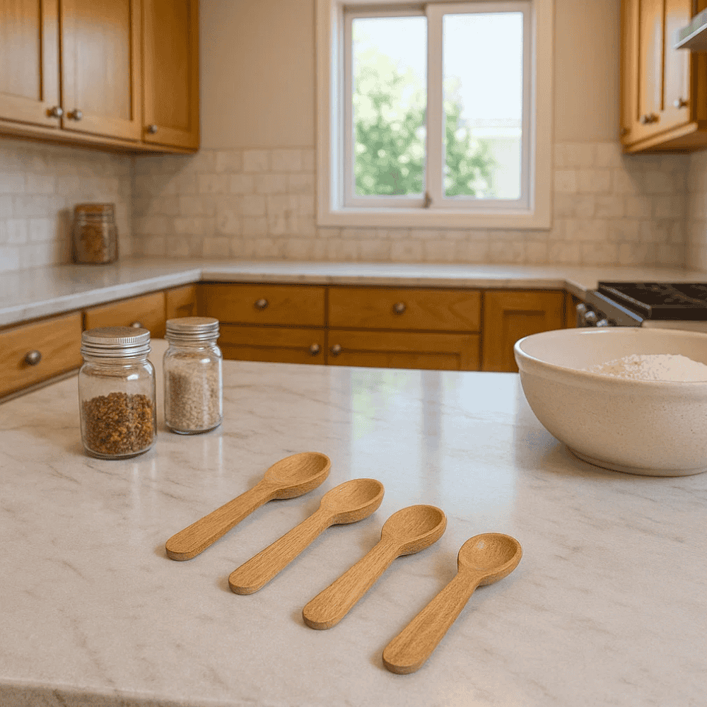 Wooden Measuring Spoons – Handcrafted Kitchen Tools (Set of 4)