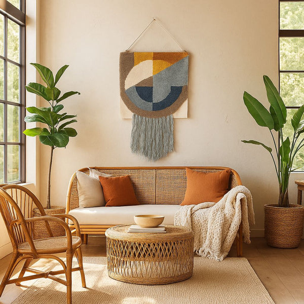 Abstract Fringe Wool Wall Hanging | Handwoven Boho Decor