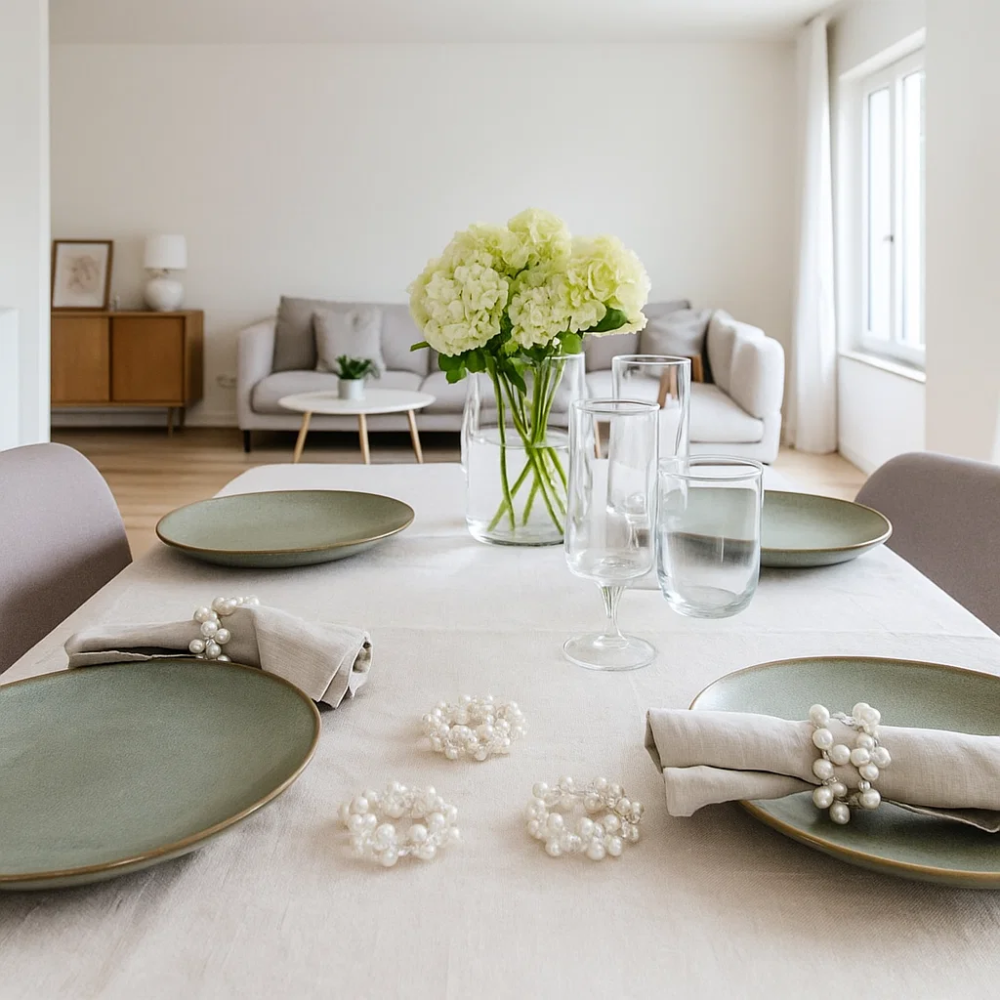 Pearl Embellished Napkin Rings – Set of 4