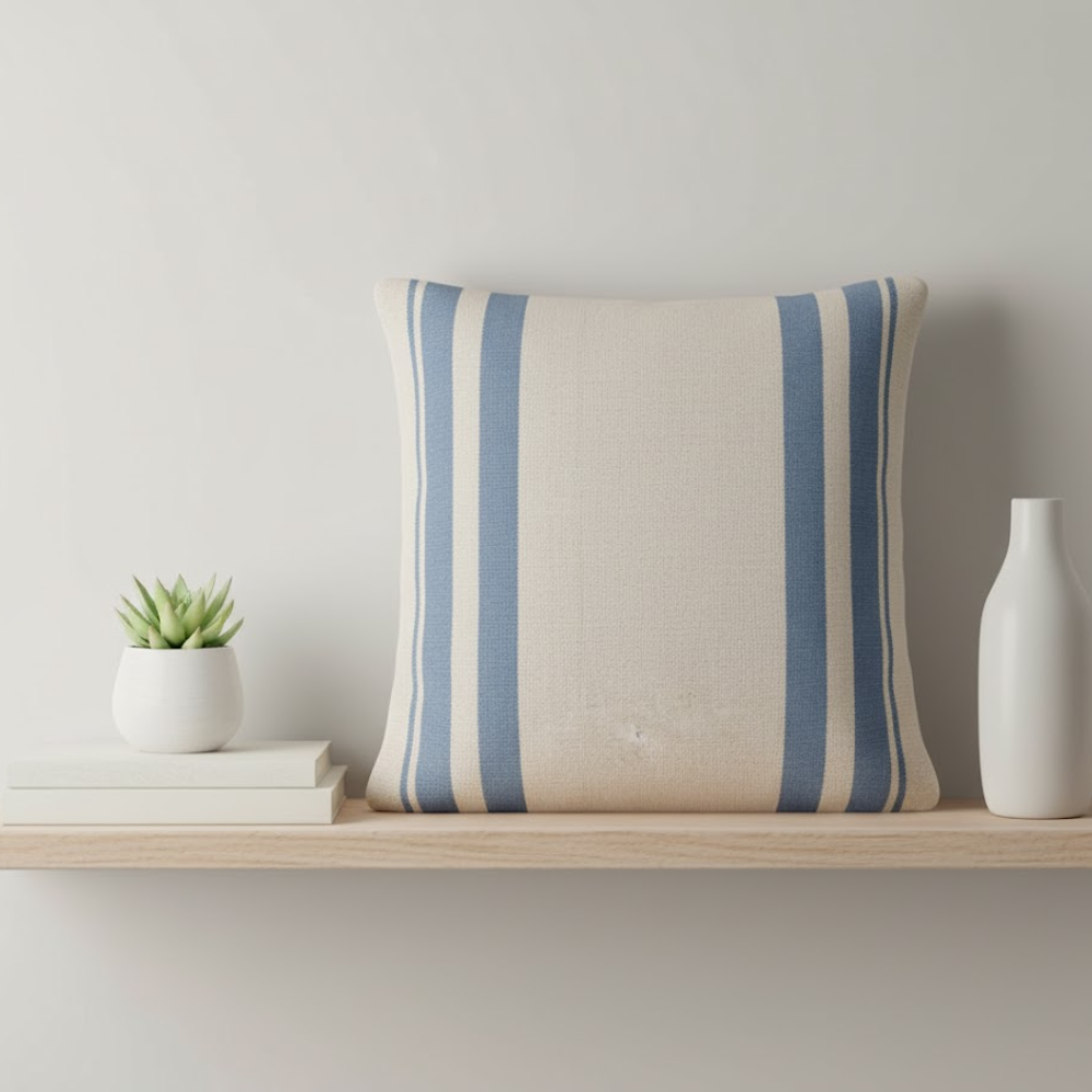 YarDyed Cotton Striped Cushion Cover – Handcrafted Cotton Cushion Cover with Minimalist Stripes